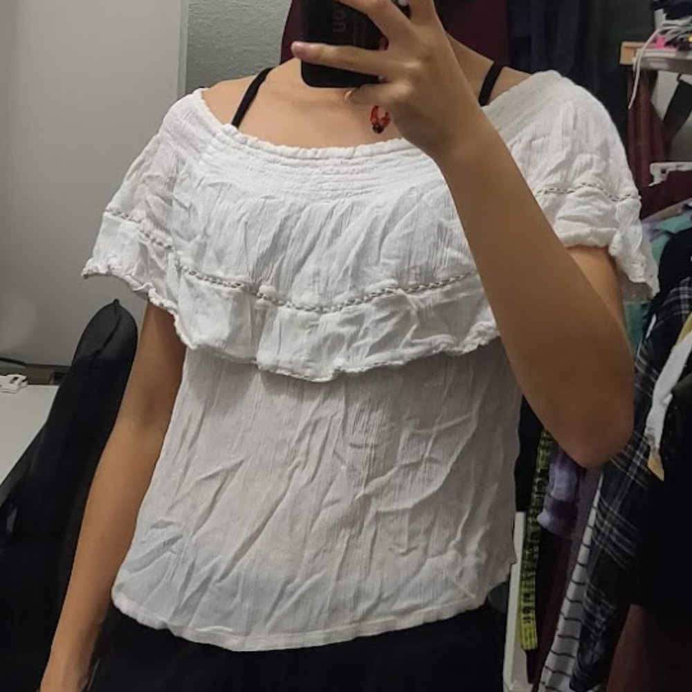 Sofia White Linen Blouse, Size M